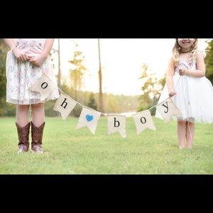 Oh Boy Burlap Banner